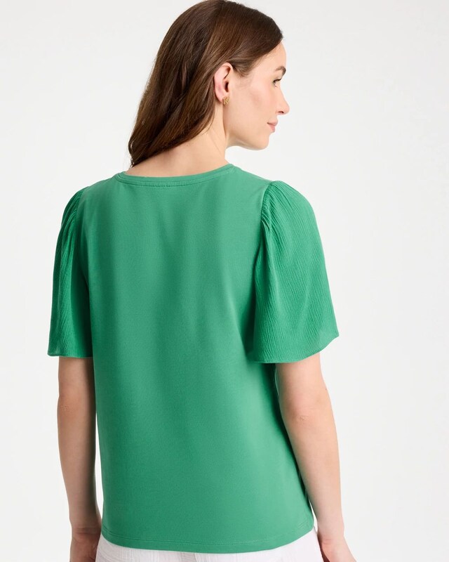 Gauze Sleeve Soft-Stretch Tee - image 3